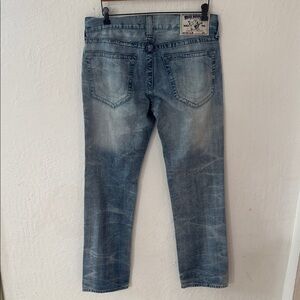 True Religion Washed Denim Slim Jeans Size 34 Inseam 34